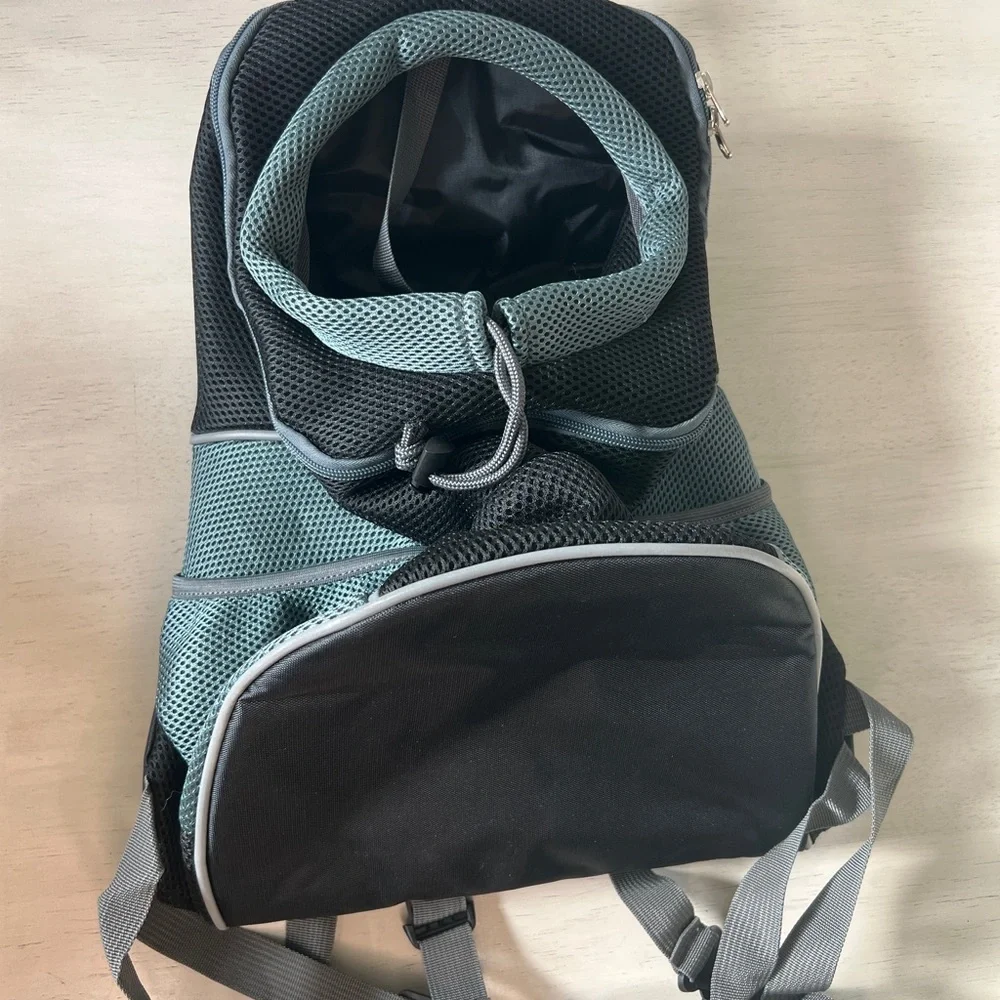 YUDODO Pet Dog Sling Carrier Breathable Mesh Travel Safe Bag Gray Teal NEW